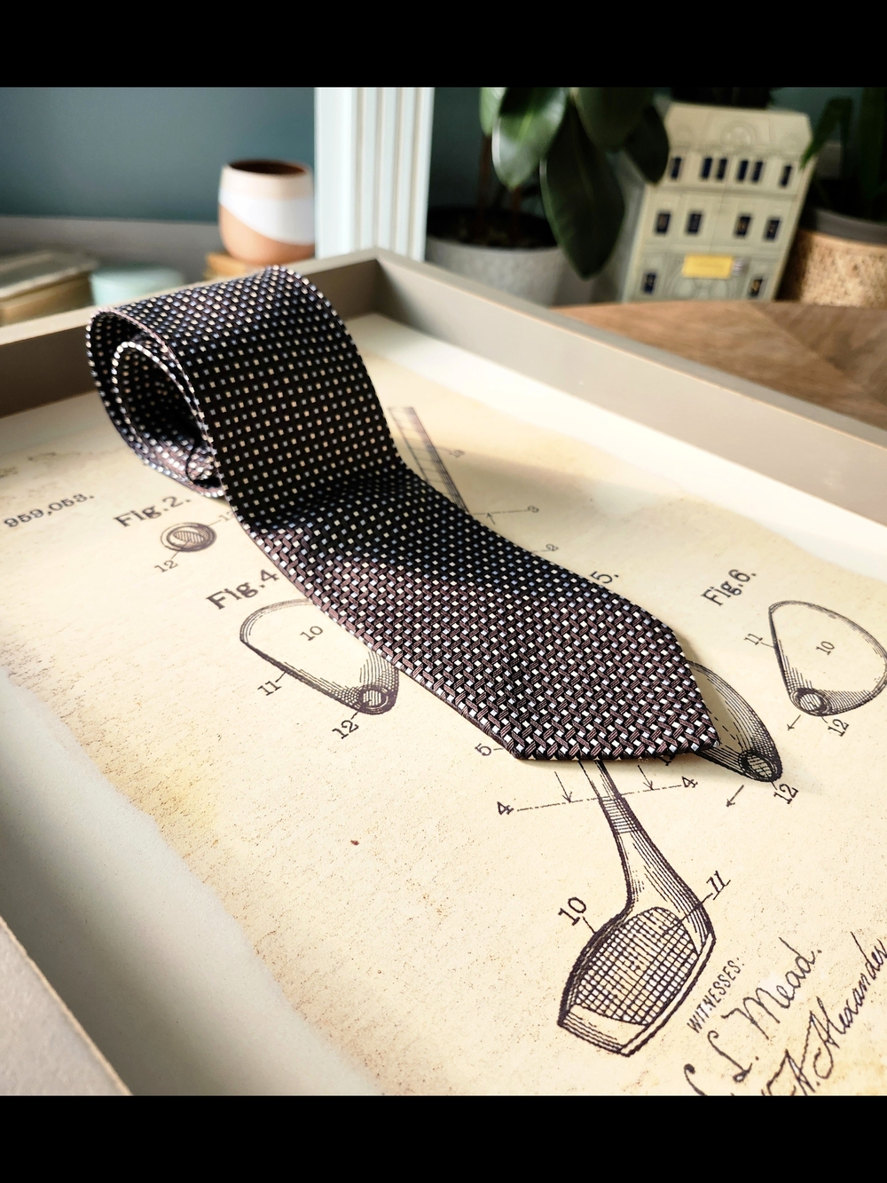 Ermenegildo Zegna Black, White And Blue Micro-Pattern Silk Tie
